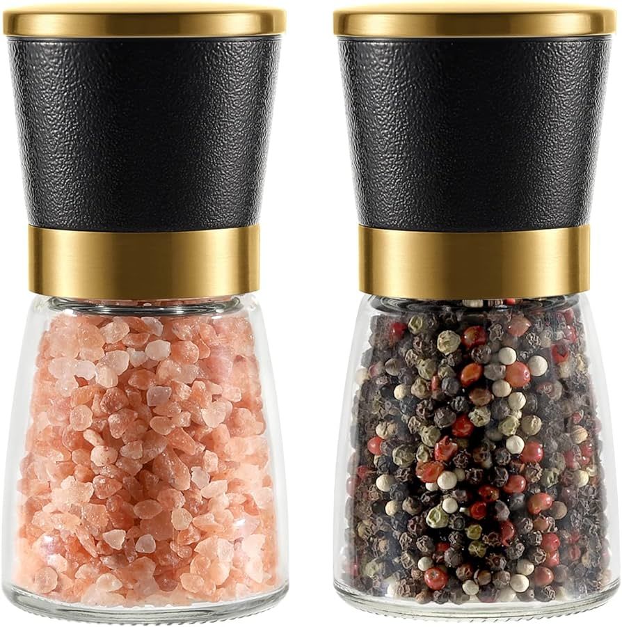 Gold Salt and Pepper Grinder Set Stainless steel Salt and Pepper Mill Set Ceramic Adjustable Coar... | Amazon (US)