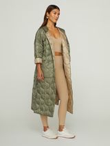 Long Quilted Jacket - Silvery Green | Carbon38