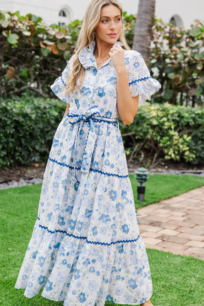 The Victorious Blue Eyelet Maxi Dress | The Mint Julep Boutique