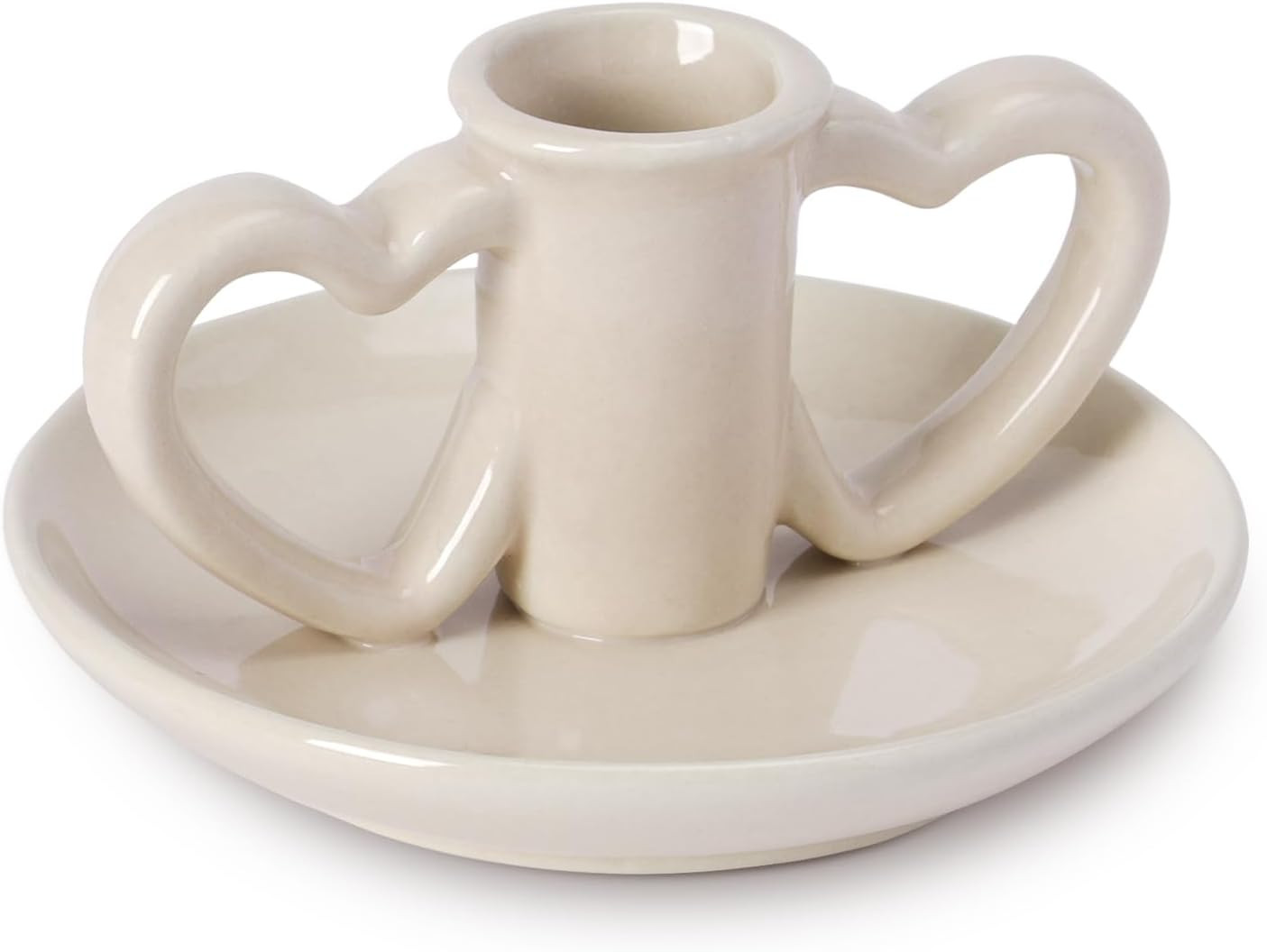 Double Heart Shaped Ceramic Candle Holder with Plate Candle Holder, Table Centerpiece, Wedding Re... | Amazon (US)