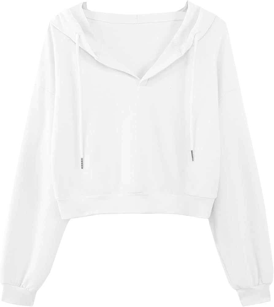 Remidoo Women's Casual Long Sleeve Crop Top Hoodies Sweatshirt With Drawsting | Amazon (US)