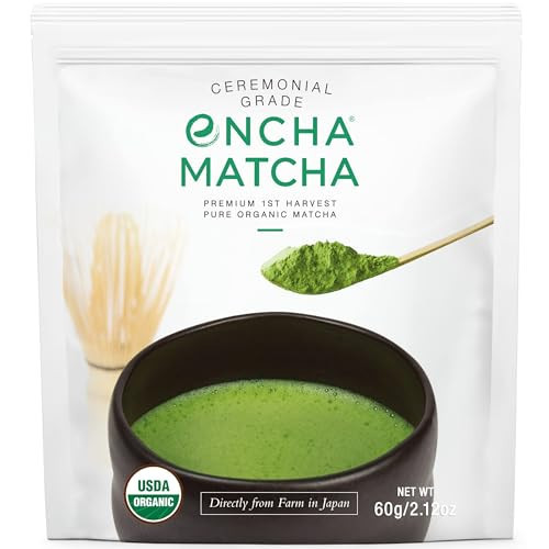 Encha Ceremonial Grade Matcha Powder - First Harvest Organic Japanese Matcha Green Tea Powder, From Uji, Japan (60g/2.12oz) | Amazon (US)