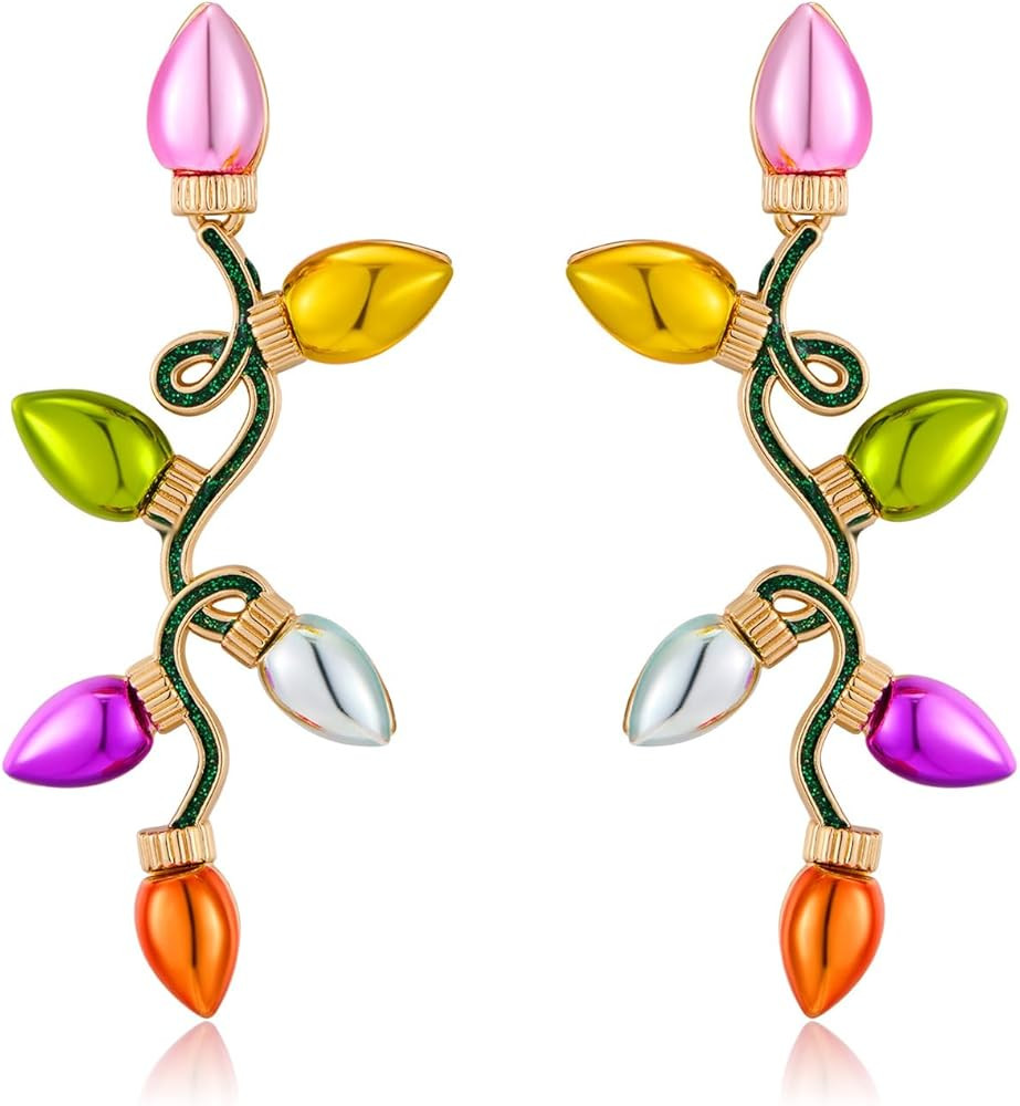 Christmas Earrings for Women, Cute Christmas Tree Earrings Dainty Gold Plated Reindeer Snowflake ... | Amazon (US)