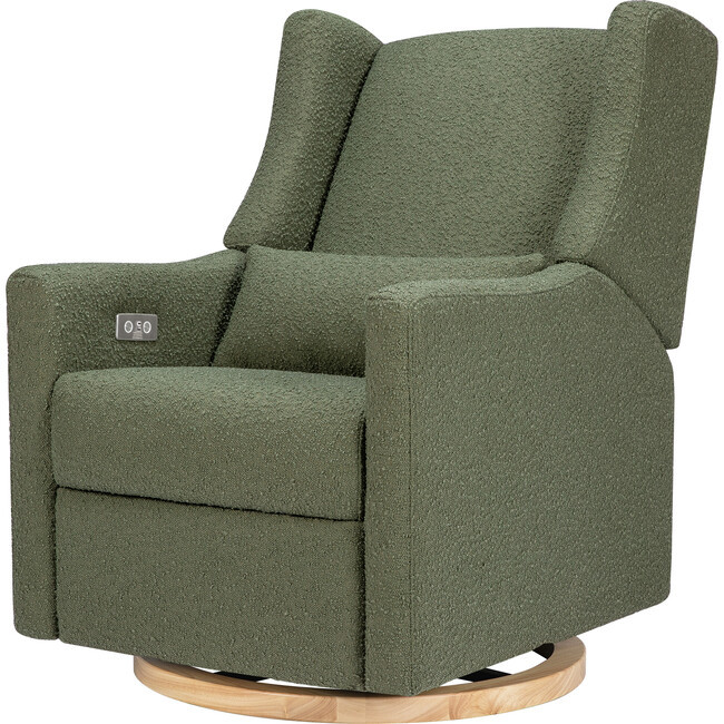 Babyletto | Kiwi Electronic Recliner & Swivel Glider w/ Usb Port, Olive Boucle Light Wood Base (Green) | Maisonette | Maisonette