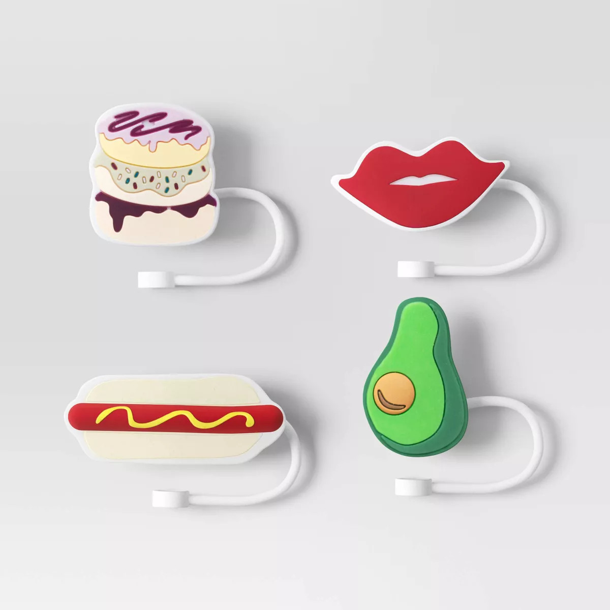4pk Donut/Avo/Hot Dog/Lips Straw Covers - Room Essentials™ | Target
