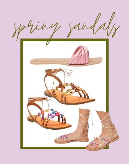 Adorable lace up flower sandals. Pink shimmery slide sandals. 

#LTKshoecrush #LTKunder50 #LTKstyletip
