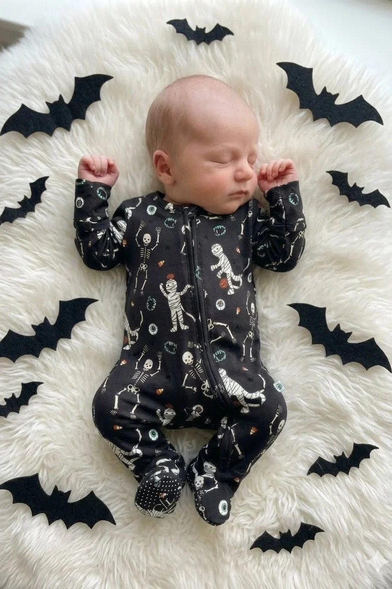 Halloween Glow-in-the-Dark Bamboo Zipper Footie | Eye Want Candy | Caden Lane