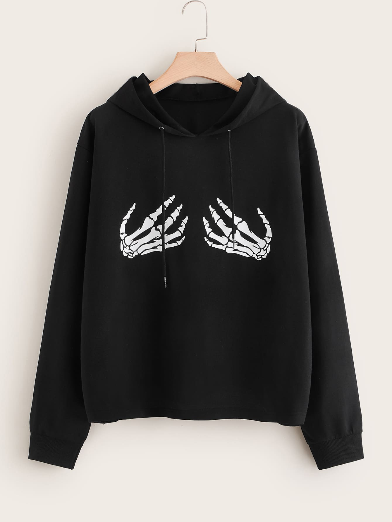 Plus Skull Print Drop Shoulder Hoodie | SHEIN