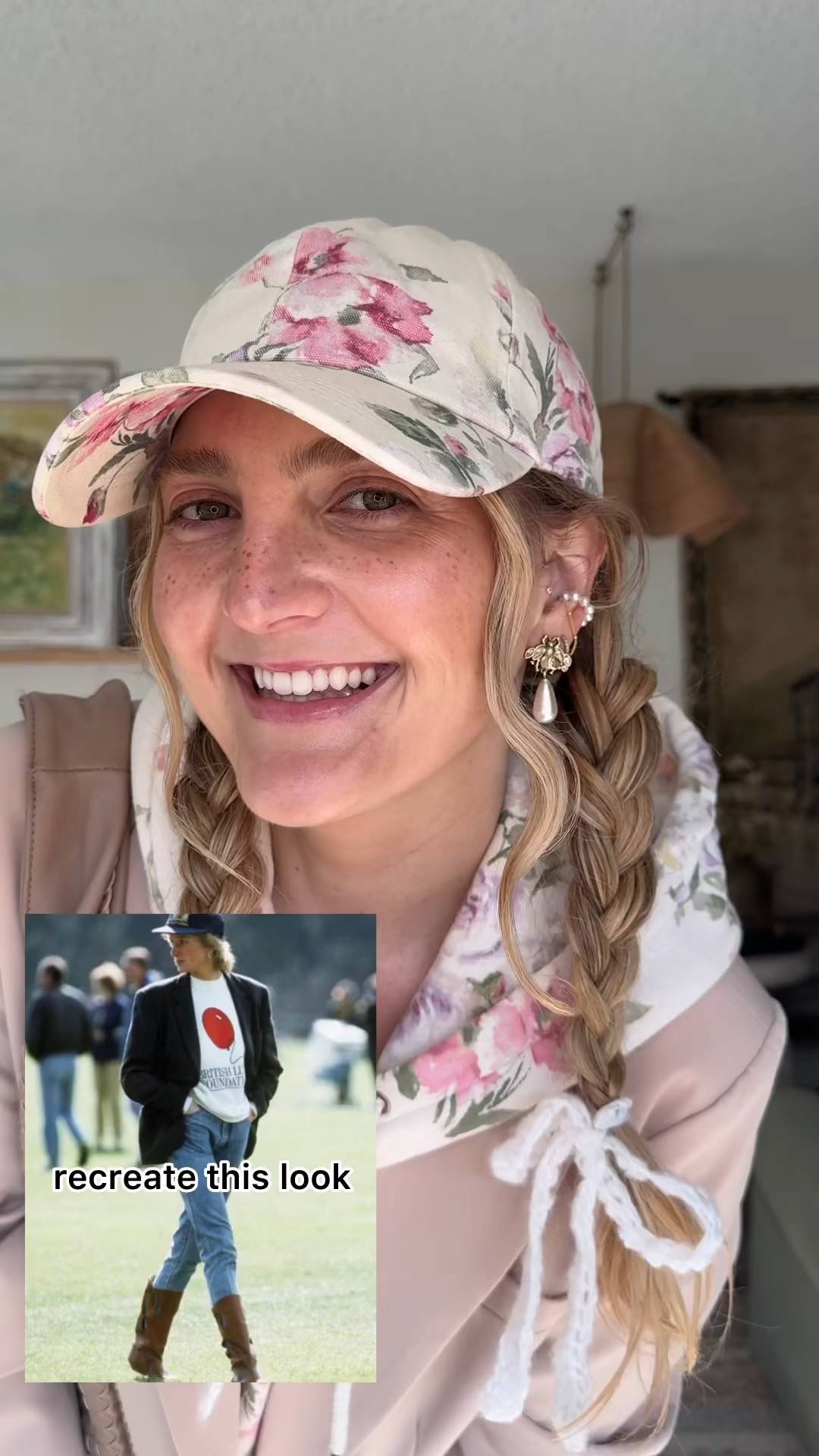 My version of this Princess Diana look! This Gap x loveshackfancy sweatshirt and hat are SO GOOD and come in two colors! Hat is sold out, but the tote is still available!! My bag and blazer are linked on my Amazon storefront, but I’ve linked similar ones here. 

#LTKstyletip #LTKfindsunder100 #LTKVideo