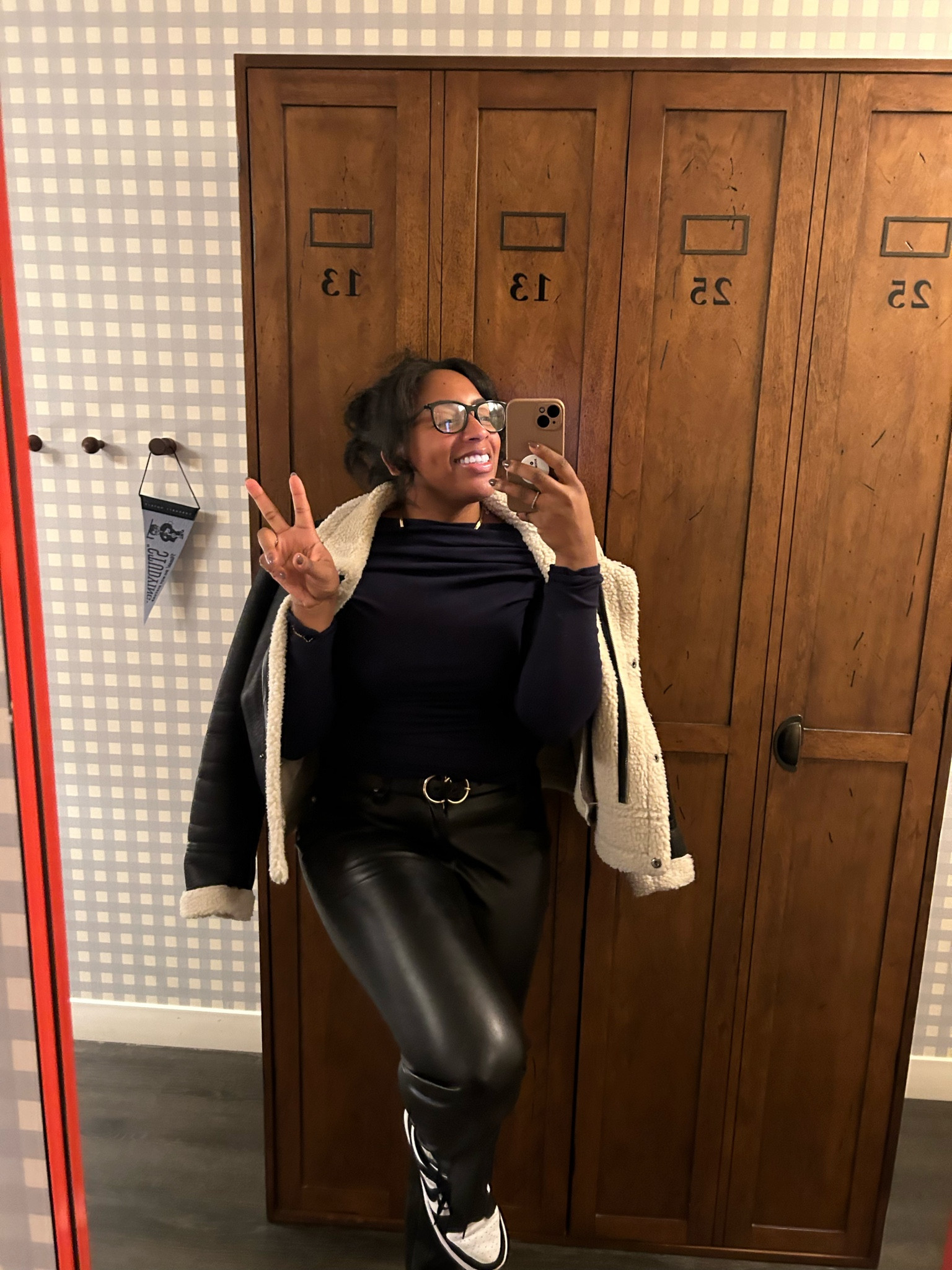 Thanksgiving outfit ideas! Love these faux leather pants and this Sherpa Moto is too cute. Linked details here! 

#LTKParties #LTKCyberWeek #LTKShoeCrush