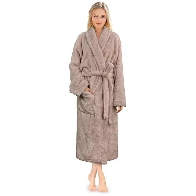PAVILIA Premium Womens Plush Soft Robe Fluffy, Warm, Fleece Sherpa Shaggy Bathrobe (S/M, Taupe) | Walmart (US)