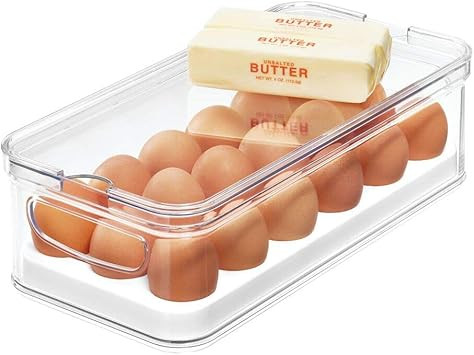 iDesign 18, Stackable BPA- Plastic Eggs, Portable Storage Box for Fridge or Kitchen Cupboard, Cle... | Amazon (UK)