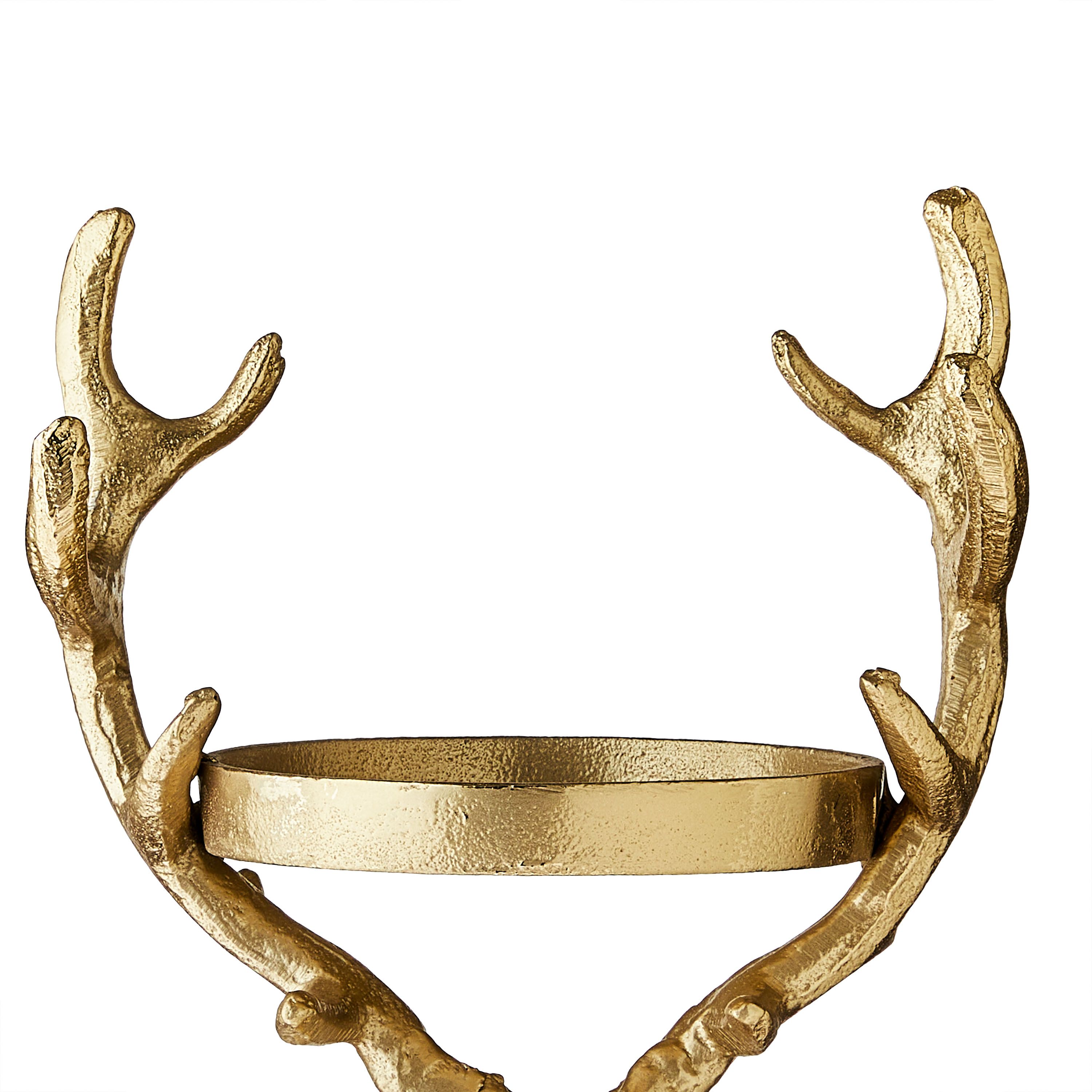 Aluminum Casted Stag Pillar Candle Holder, Gold Finish, 11 inch, by My Texas House | Walmart (US)