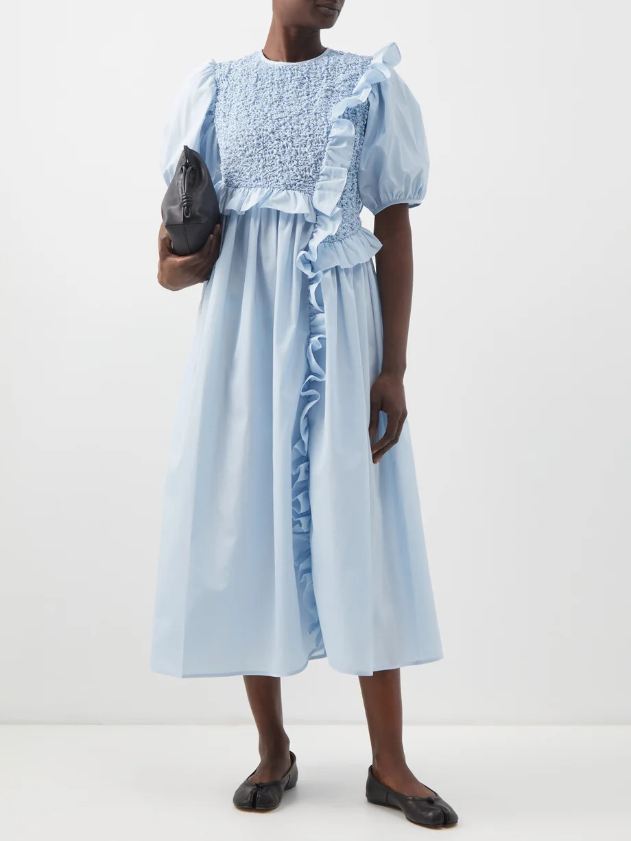 Chloe ruffled and smocked poplin midi dress | Cecilie Bahnsen | Matches (UK)