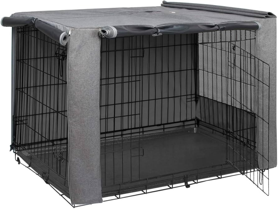 HiCaptain Folding Metal Dog Crate Cover for 36 Inch Wire Pet Cage(Two-Tone Gray) | Amazon (US)