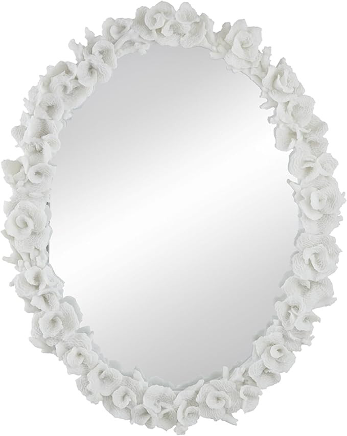 CC Home Furnishings Coral Framed Oval Wall Mirror - 35.5" - White | Amazon (US)