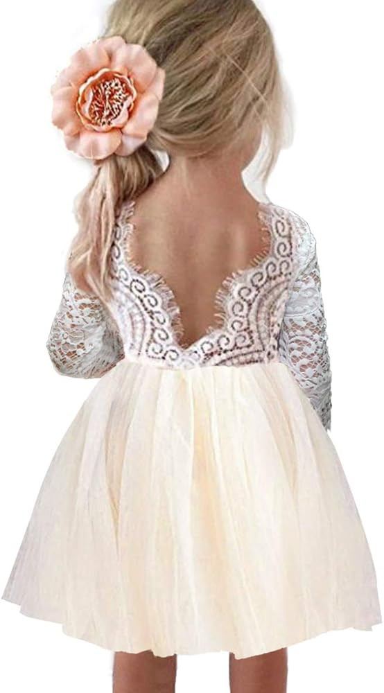 Topmaker Flower Girl Dress for Toddler Baby Girls,Lace Tulle Dress for Wedding,Birthday Party,Pho... | Amazon (US)