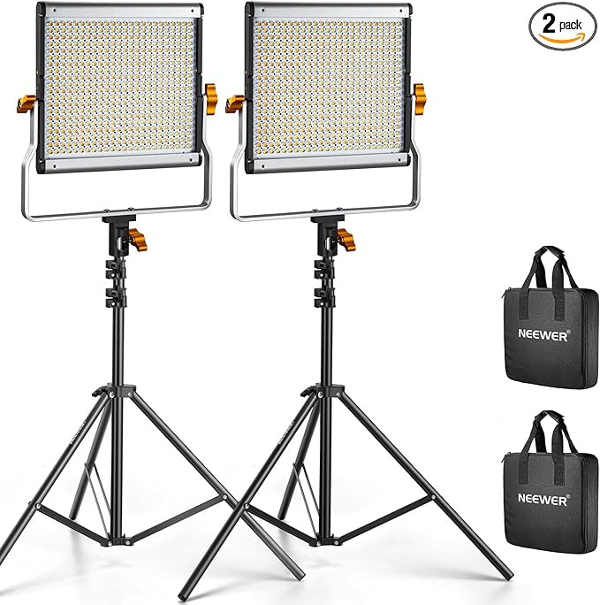 Neewer 2 Packs Dimmable Bi-Color 480 LED Video Light and Stand Lighting Kit Includes: 3200~5600K ... | Amazon (US)