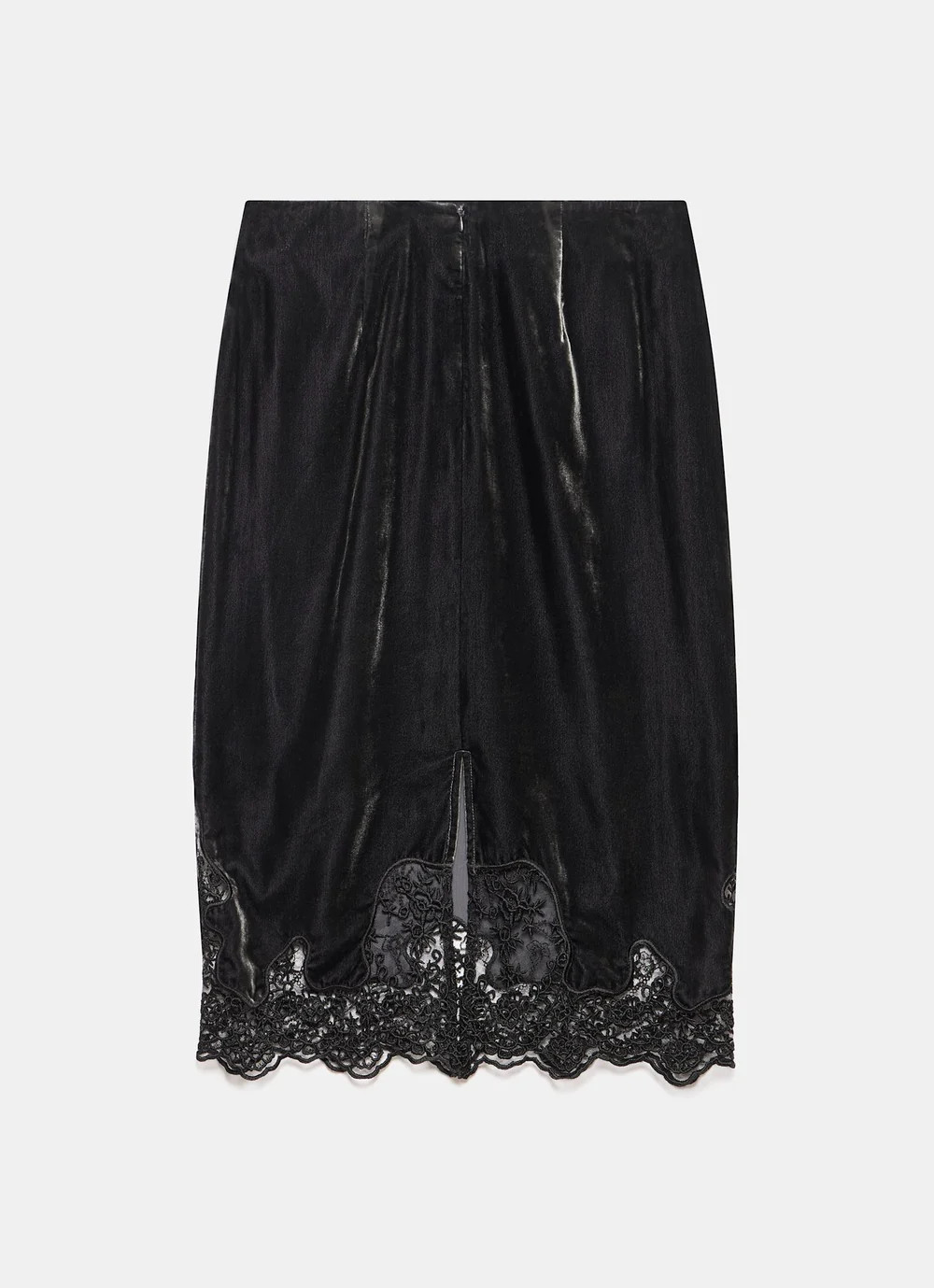 Grey Velvet Lace Slip Midi Skirt | Mint Velvet