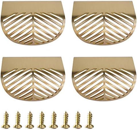 RZDEAL Solid Brass Cabinet Handles Brushed Gold Leaf Knobs and Pulls for Dresser Drawer Handles 2... | Amazon (US)