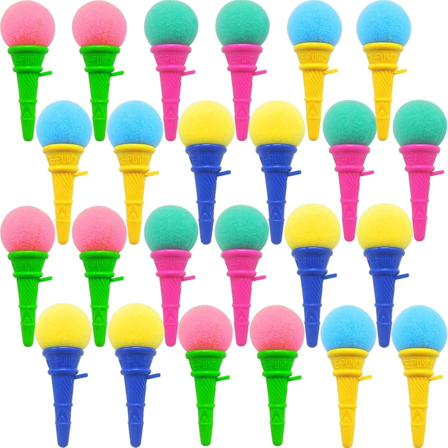 Dshengoo 24 Pcs Ice Cream Shooters,4 Inch Ice Cream Foam Ball Launcher,Mini Ice Cream Cone Shoote... | Amazon (US)
