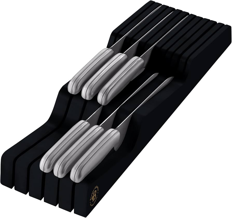 In-Drawer Knife Block - Bamboo Knife Drawer Organizer for Kitchen - Fits 5 Long + 6 Short Knives ... | Amazon (US)