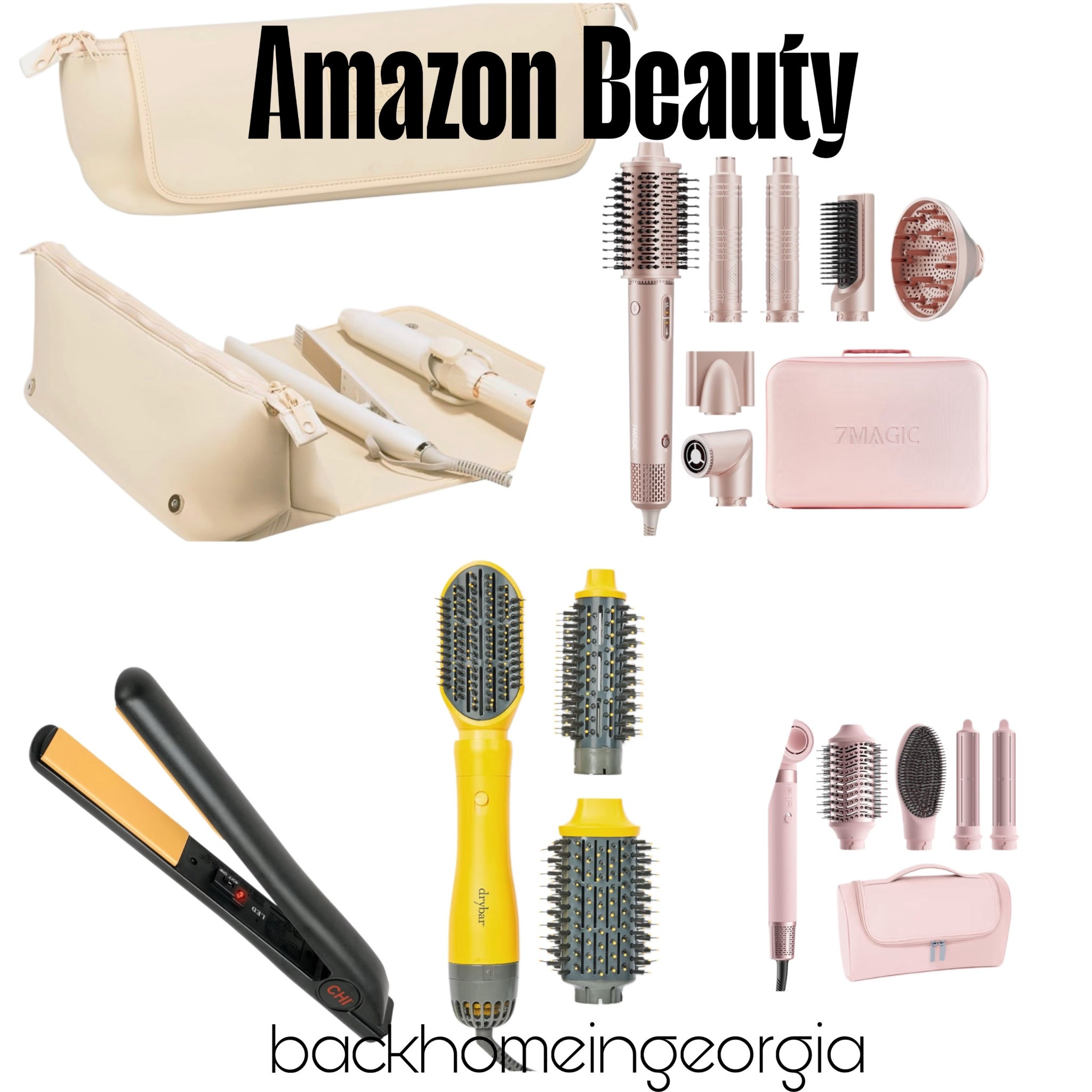 Hairstyling tools. Hair dryers, flat iron, travel bag with heat resistant mat  

#LTKselfcare #LTKBeauty #LTKOver40