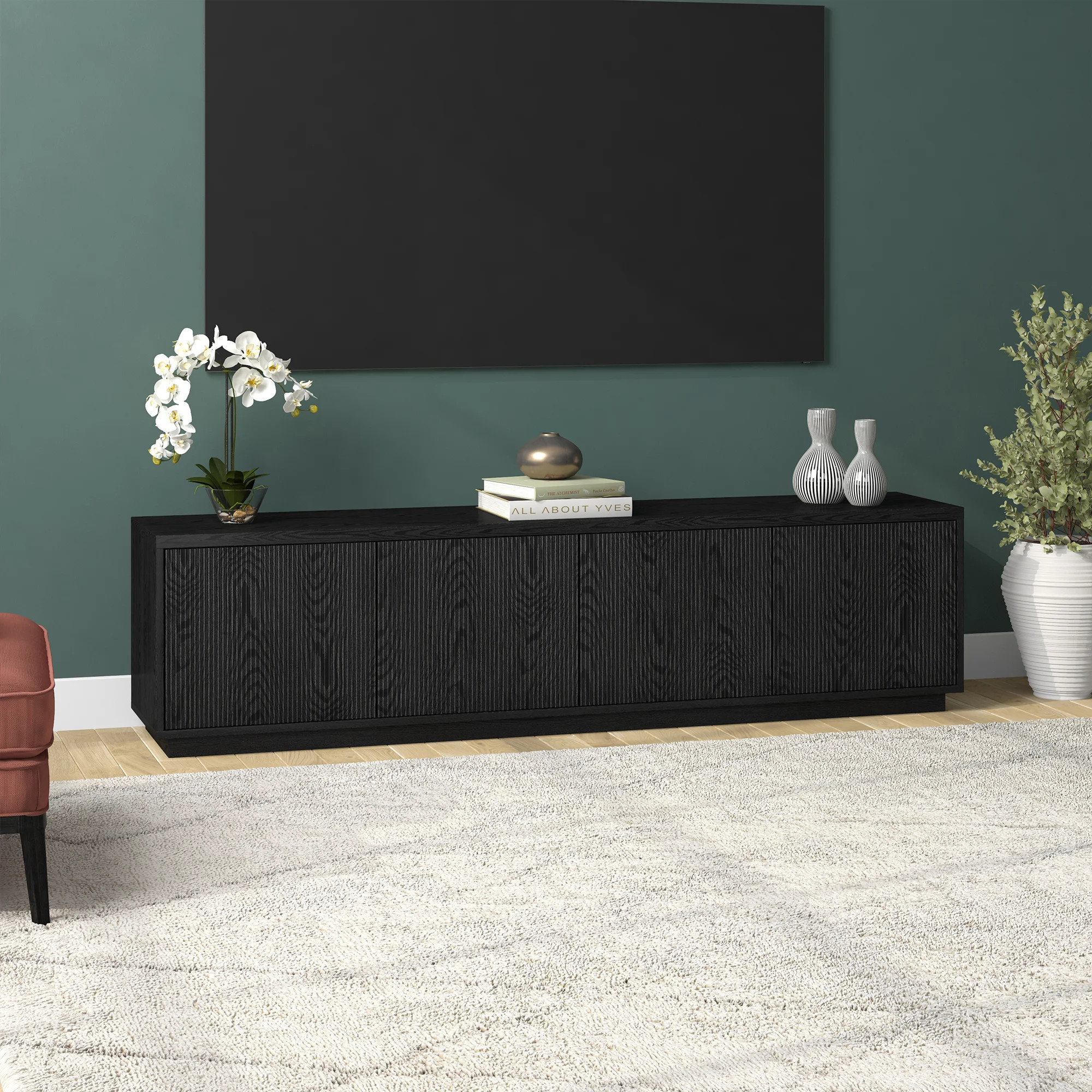 Denilah Rectangular TV Stand for TV's up to 85" in Antiqued Gray Oak | Wayfair North America