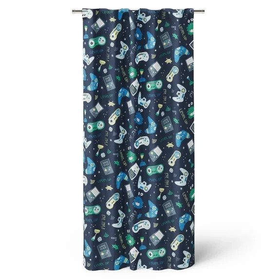 Mainstays Kids Navy Blue Printed Glow in the Dark Blackout Rod Pocket with Back Tabs Single Curta... | Walmart (US)
