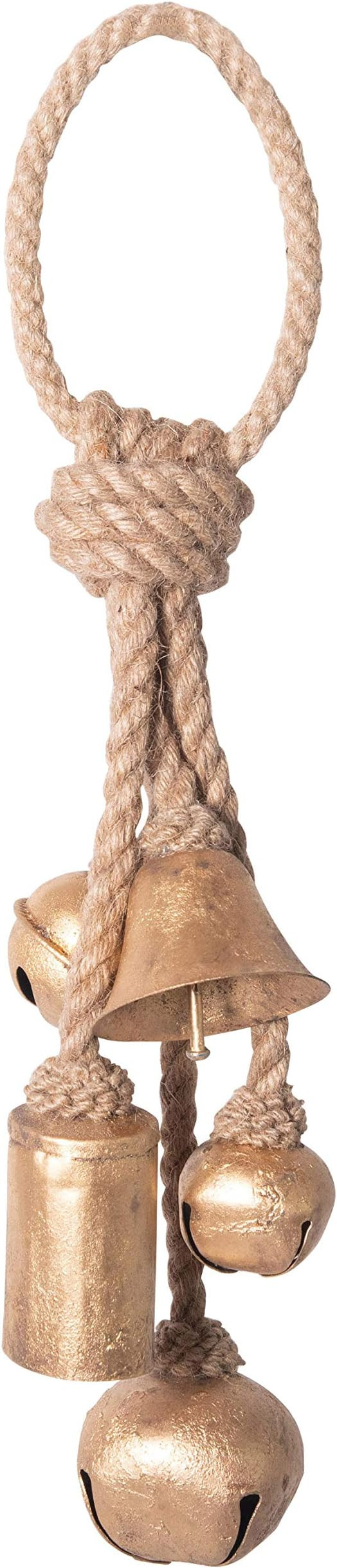 Creative Co-Op Decorative Metal Bells in Various Shapes on Jute Rope Hanger Wall Hanging, Gold, C... | Amazon (US)