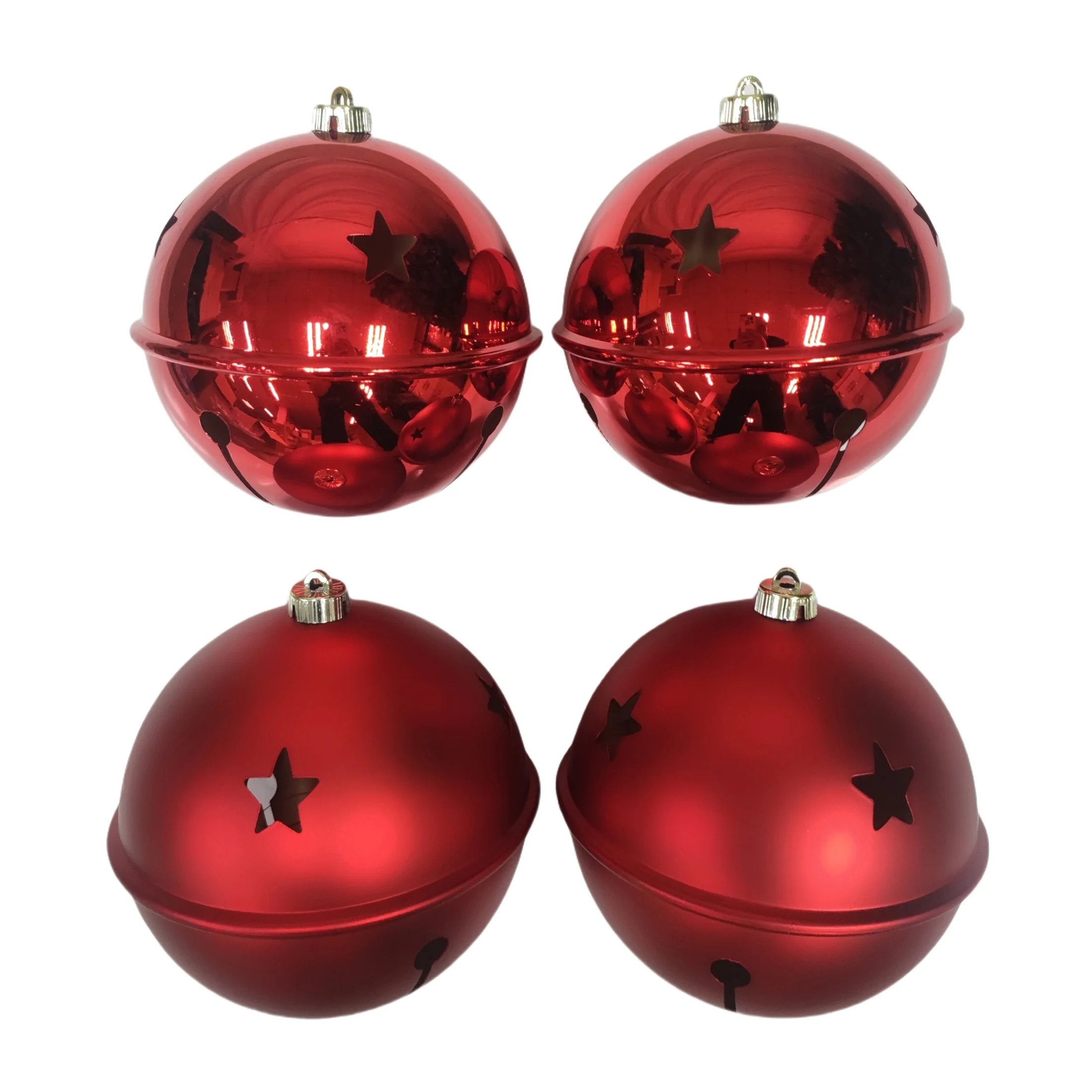 Red Jumbo Bell Shatterproof Christmas Ornaments, 4 Count, by Holiday Time | Walmart (US)
