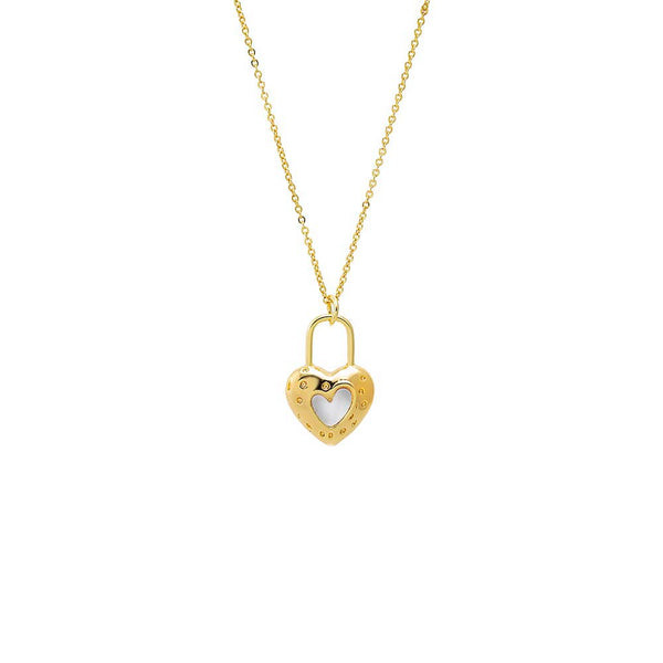 Heart Cutout Lock Shape Pendant Necklace | Adina Eden