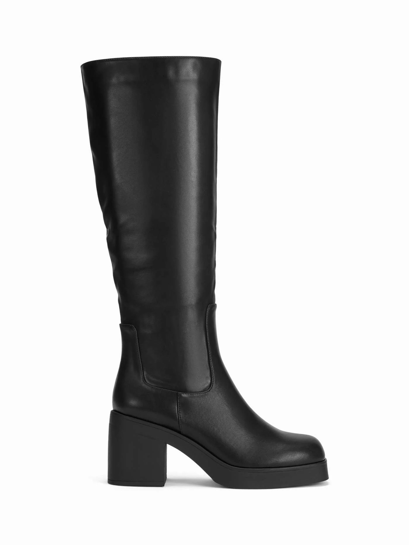 SQUARE TOE CHUNKY HEELED FAUX LEATHER KNEE HIGH BOOTS For Daily Casual Date Music Festival/Live H... | Cider