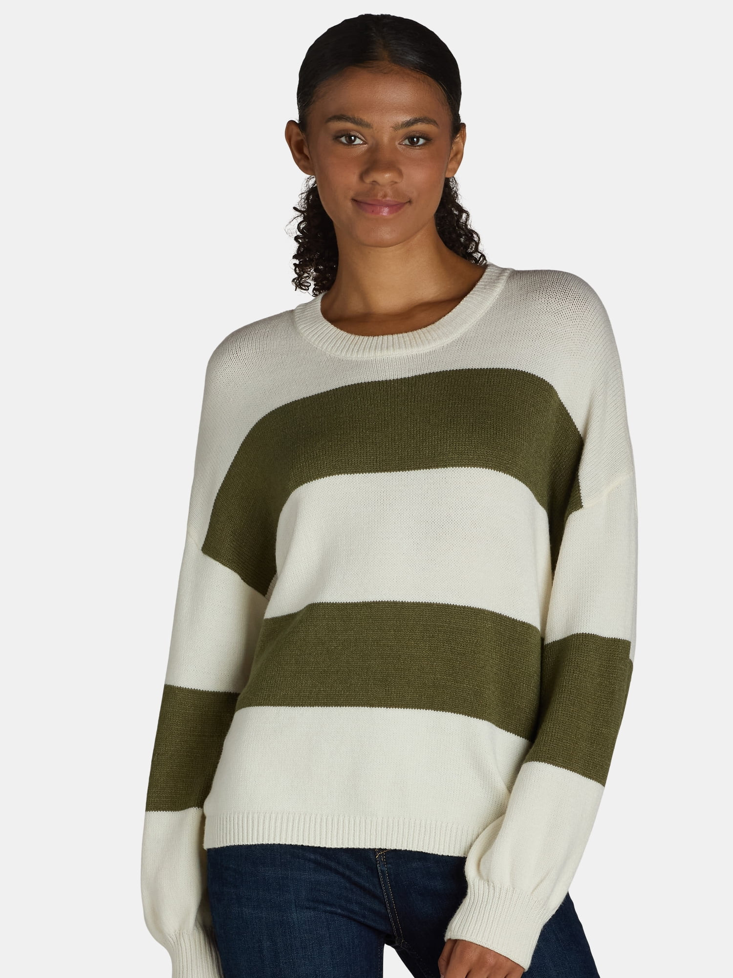 Dreamers By Debut Women's Striped Sweater with Blouson Sleeves, Midweight, Sizes XS-XL - Walmart.... | Walmart (US)