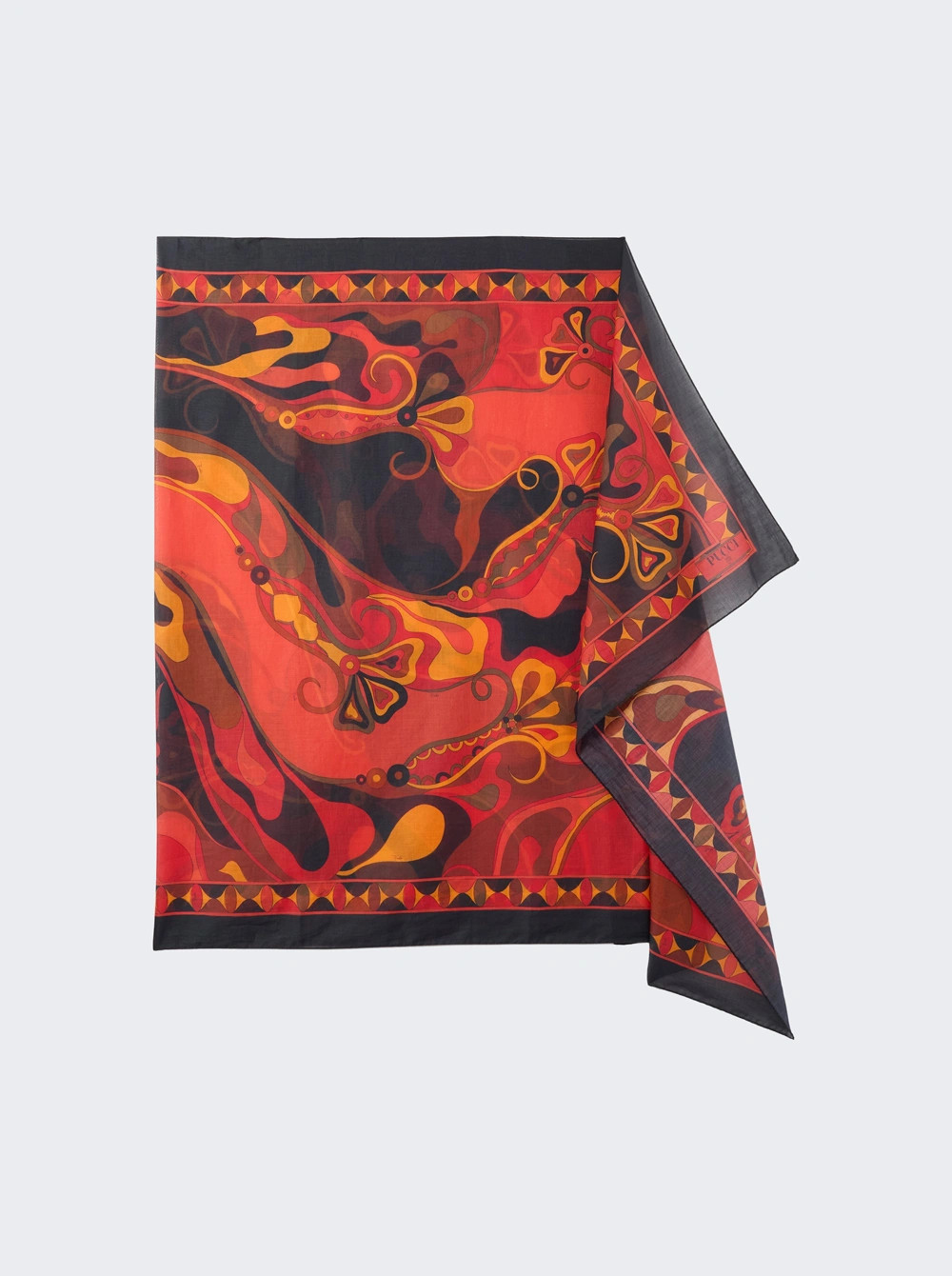 Orchidee Print Cotton Sarong Orange | The Webster