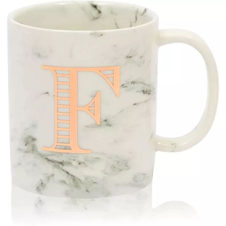 Farmlyn Creek White Marble Ceramic Coffee Mug, Letter F Monogrammed Gift (11 oz) | Target