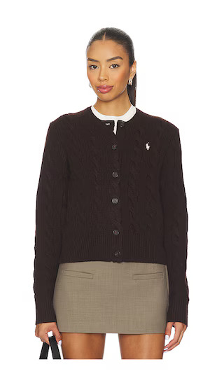 Cable Knit Wool Cashmere Cardigan in Walnut Brown Melange | Revolve Clothing (Global)