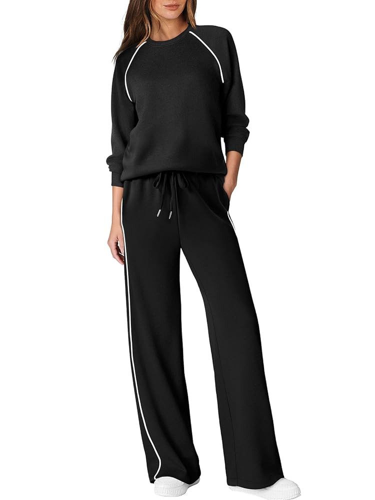 SAMPEEL Women 2 Piece Lounge Sets Sweatsuit Fall Outfits Matching Wide Leg pants Set Tracksuit Tr... | Amazon (US)