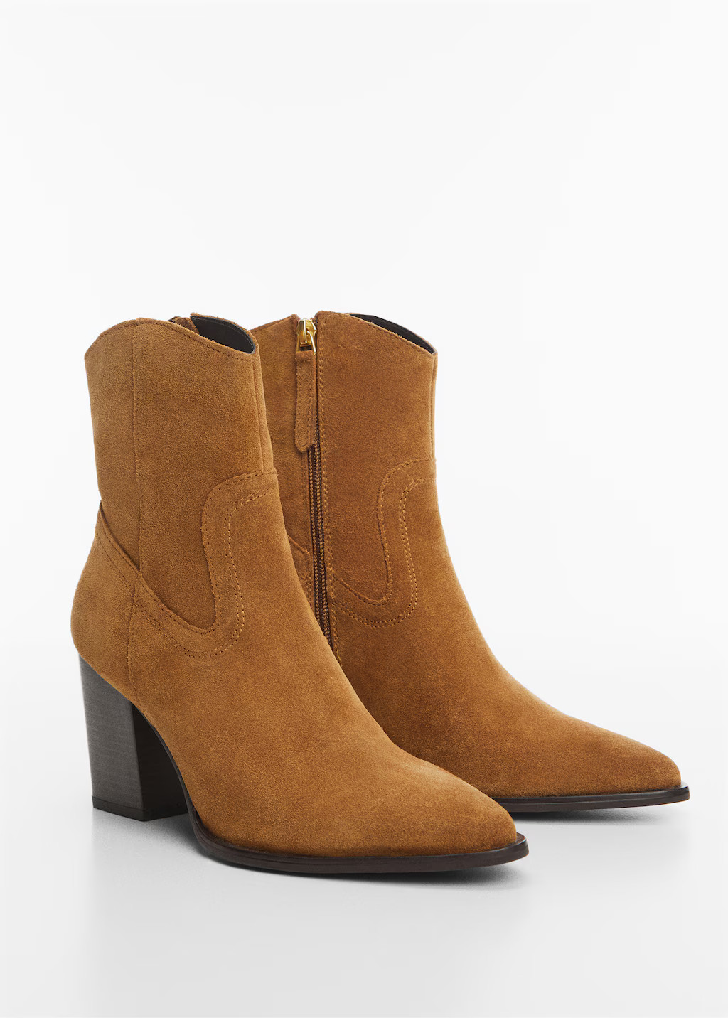 Stiefelette aus Rauleder mit Absatz - Damen | MANGO Deutschland | Mango EU