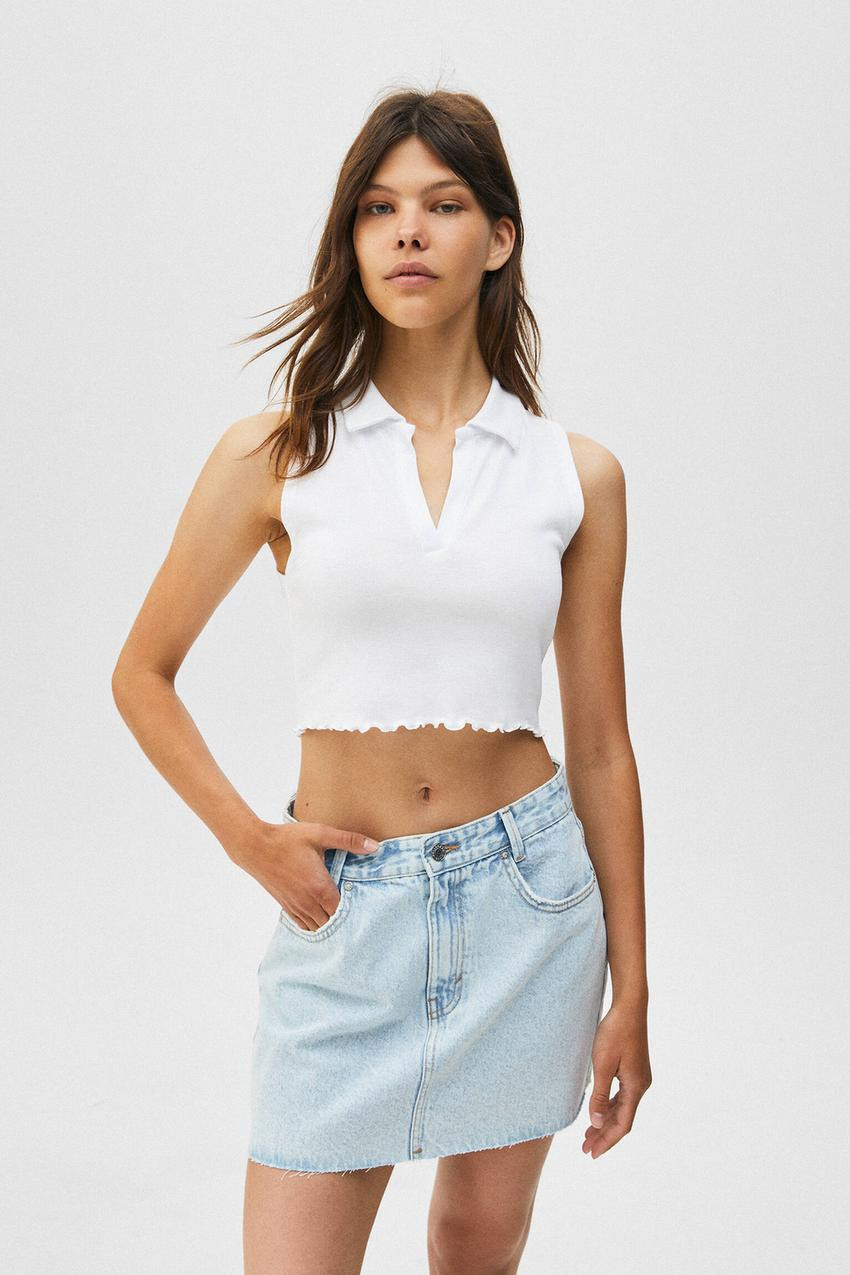 Basic denim mini skirt | PULL and BEAR UK