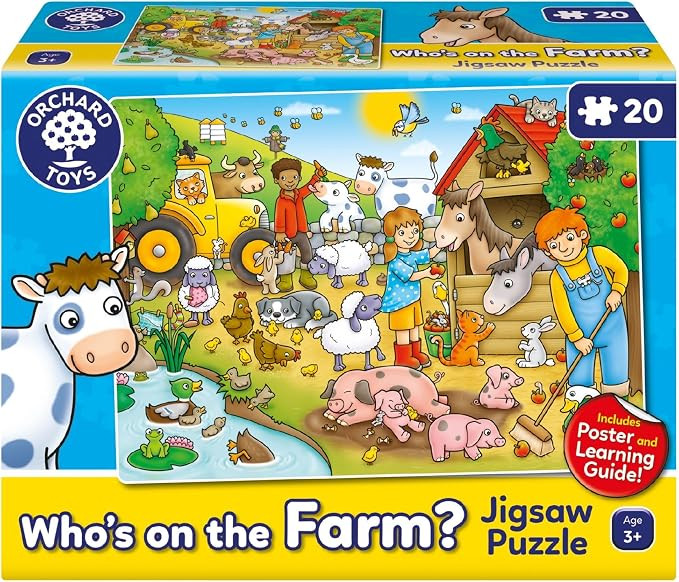 Orchard Toys Who's On the Farm? Jigsaw Puzzle, 20-Piece Farm Themed Puzzle, For Kids Age 3+, Incl... | Amazon (UK)