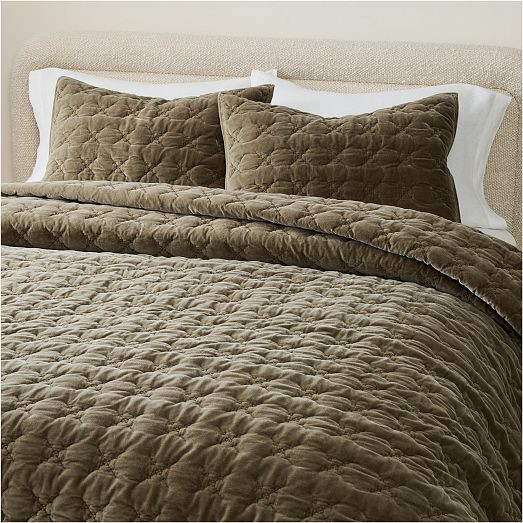 Embroidered Washed Velvet Quilt & Shams | West Elm (US)