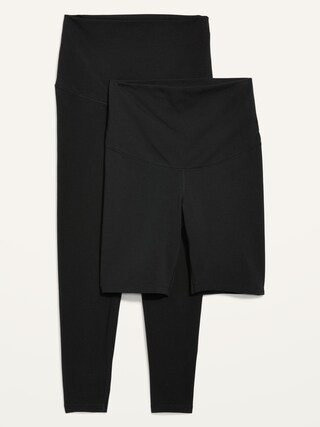 Maternity 2-Pack Rollover-Waist PowerChill 7/8-Length Leggings & Biker Shorts | Old Navy (US)