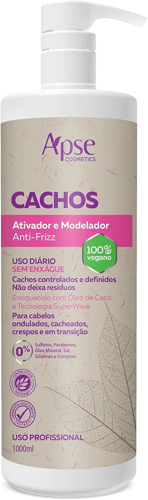 Ativador e Modelador Anti Frizz Cachos 1000ml, Apse Cosmetics | Amazon (BR)