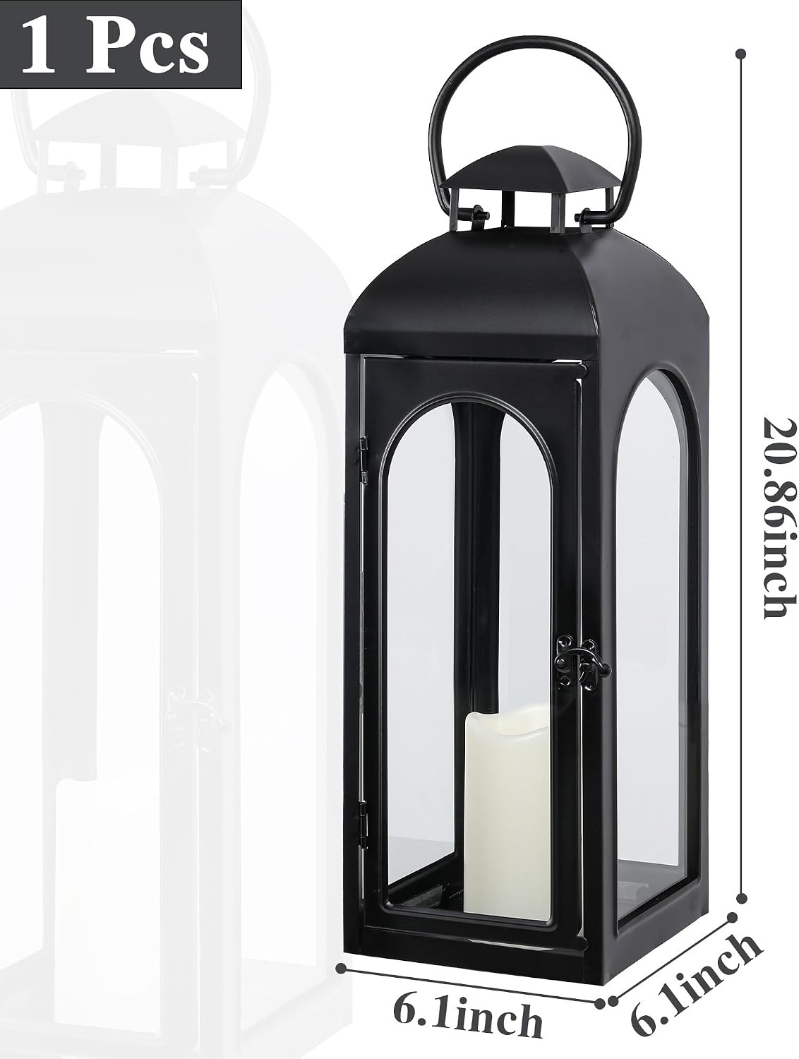 Bdor Decorative Outdoor Lantern Candle,Black Lantern Timer,20 Inch,1 Pack | Amazon (US)