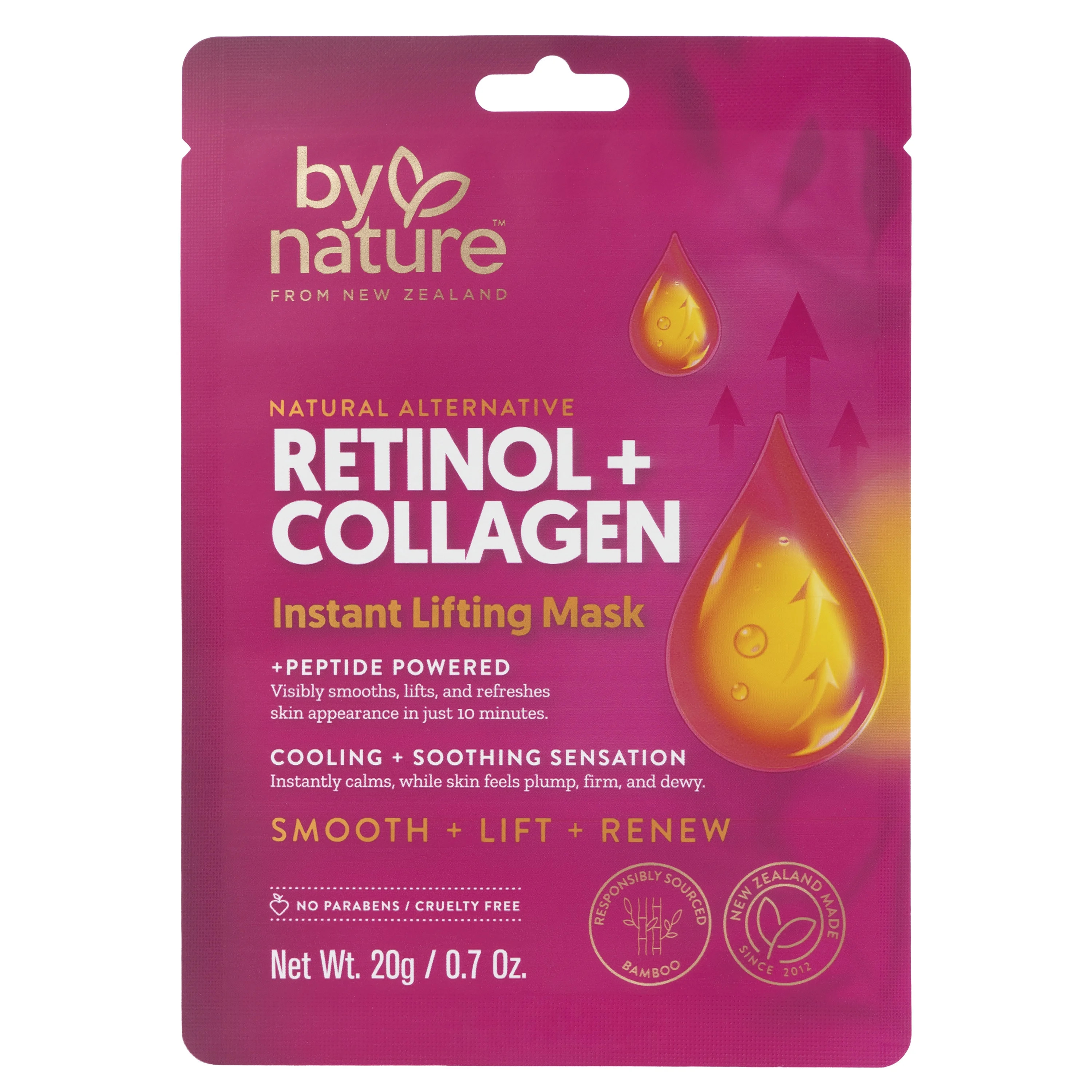By Nature Skincare from New Zealand Retinol + Collagen Instant Lifting Mask to Firm, Lift & Hydra... | Walmart (US)