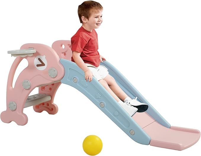 Amazon.com: NYEEKOY 3 in 1 Toddler Slide, Baby Slide Climber Playset with Basketball Hoop and Bal... | Amazon (US)