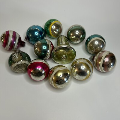 Vintage 2" Striped SHINY BRITE Ornaments Ball Shaped Made in USA Lot Of 11  | eBay | eBay US