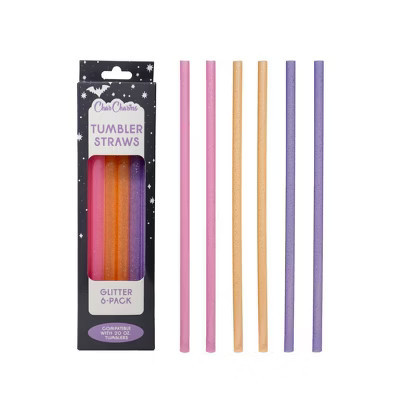 CharCharms 6pk 20oz Water Bottle Straws Glitter | Target