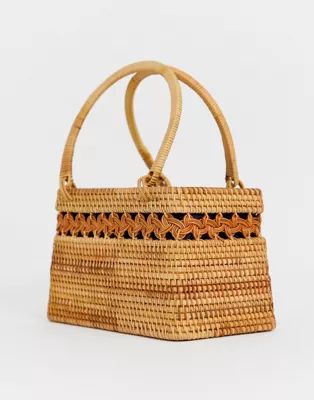 ASOS DESIGN rattan structured basket bag | ASOS (Global)